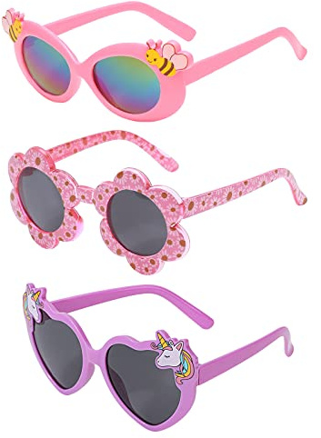 Hifot 3 Stück Kinder Sonnenbrille Einhorn Kunststoffrahmen Polarisiert Brille, Mode Rave Party Dress up Brille für Jungen Mädchen