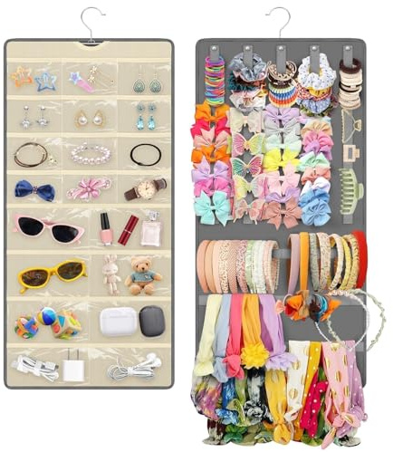 EEEKit Aufbewahrung für Haarspangen, Doppelseitige Haarschmuck Organizer für Mädchen, Haarklammer Aufbewahrungsbox für Schrank