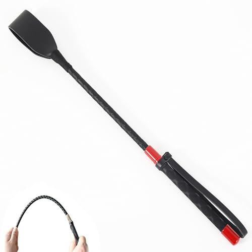boeyeleny Reitgerte,45Cm Leder Gerte,Pferd Peitsche Whip mit Anti-Rutsch-Griff Gel Griff (Rot)