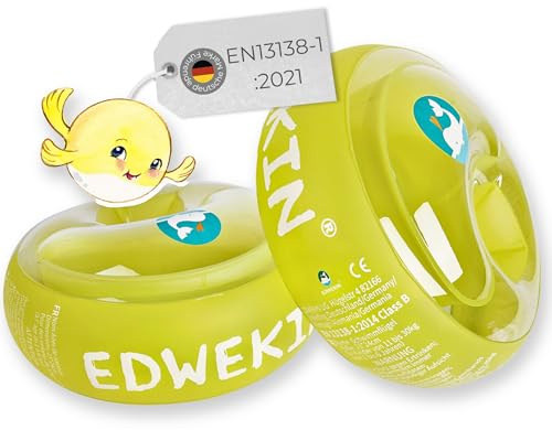 EDWEKIN® Goldi Premium Schwimmflügel | TÜV & GS-geprüft ✓ | Für Kinder 1–6 Jahre | Extragroße Luftkammern, BPA-frei, transparentes Design | Führende Schwimmhilfe für Babys und Kleinkinder