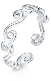 Amberta 925 Sterling Silber Zehering Verstellbar Damen | Delfin Blumen Krone Blatt Fußschmuck