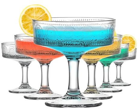 TOLASTO Cocktailgläser, 6er-Set, 200 ml, Espresso-, Martini-Gläser, Coupé-Gläser zum Servieren von Cocktails, Party, Manhattan als Barglas oder Hausbar
