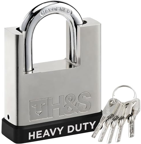 H&S Vorhängeschloss 60mm mit 5 Schlüssel - Vorhänge Schloss mit Schlüssel - Vorhängeschloss Wetterfest für Zelt Spind Keller - Kellerschloss - Padlock with keys