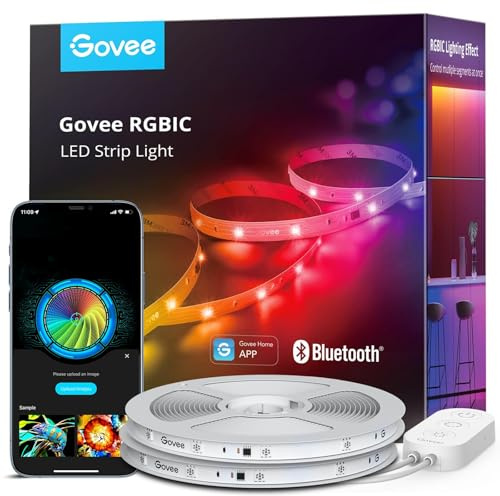 Govee LED Strip 20m, RGBIC LED Streifen mit Segmentcontrol, Musik Sync, 64 Szenenmodus, Steuerbar via App-Steuerung,Farbwechsel, Geeignet für Zuhause Schlafzimmer, 2 Rollen Streifen von 10M