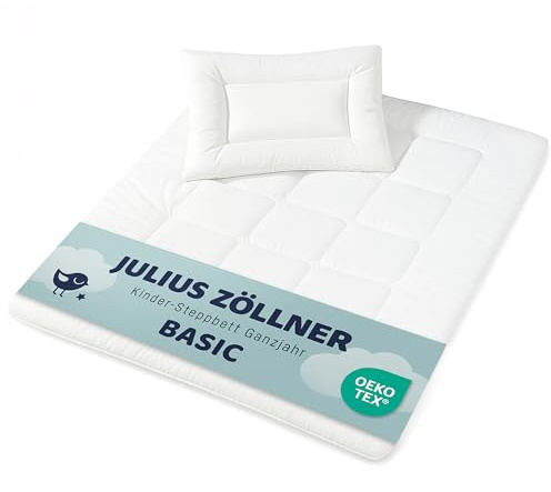Julius Zöllner Kindersteppbett-Set Basic, Decke mit Kissen, Standard 100 by OEKO-TEX, Größe 100x135 + 40x60 cm, Weiß