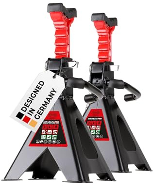 HEYNER® Unterstellbock 2er Set mit Gummiauflage Hubhöhe 300-440 mm TÜV/EAW-Zertifiziert Traglast 3t Stützbock Stützfuß 10-Fach Höhenverstellbar