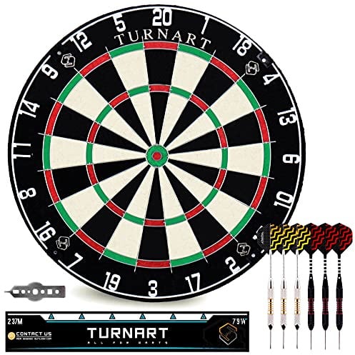 Dartscheibe Kork Dartscheibe mit Pfeilen Offizielles Steeldartscheibe Steeldart Dart Board Set 6 Dartpfeile Metallspitze,6 Flights (Dartscheibe)