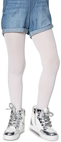 LORES Ballett Strumpfhose Mädchen, Ballettstrumpfhose Mädchen, Strumpfhose Kinder, Halb Blickdicht, Dehnbar, Bequem, Ideal für Schulkleidung, Perfekt für Ihre Tochter, Bianco Größe 146/152