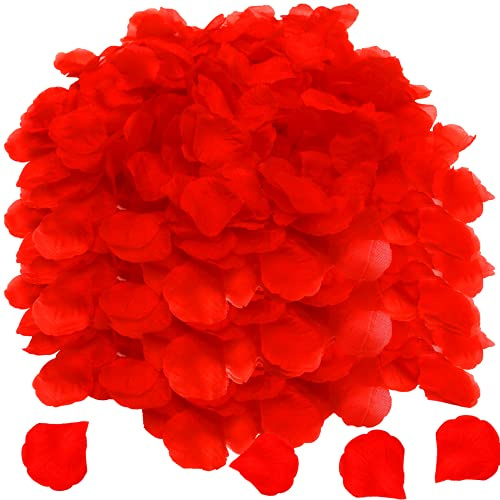 OWLKELA 5000 Stück Künstliche Blätter Für Rosen , Künstliche Rosenblätter Rot - Valentinstag, Jubiläen, Hochzeit, Geburtstag, Romantische Anlass Romantisch