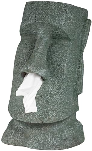 Rotary Hero Moai-Taschentuchspender - Servietten-Taschentuchbox mit Moai-Figur - Dekorativer Taschentuchhalter für Küche, Bad und Schlafzimmer - 18 x 14,5 x 32 cm