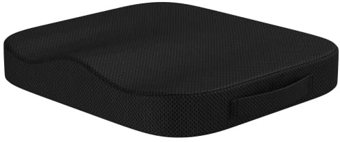 Sitzkissen orthopädisch - Ergonomisches Memory Foam Kissen für Bürostuhl, Auto, Rollstuhlkissen oder Sitzerhöhung für Erwachsene - Mittlere Härte (Raumgewicht RG45) - Wellness Schwarz 41cmx41cmx5cm