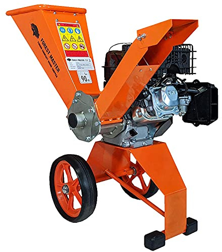 Forest Master Benzin holzhäcksler 6 PS kompakt ausbalanciert, Holzhackmaschine Direktantrieb. Garten-Holzhacker Schneidet bis zu 50 mm Äste
