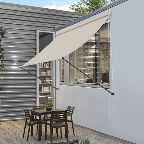 pro.tec Markise 'Malaga' 300 x 120 cm Sandfarben Witterungsbeständig Sonnenschutz Beschattung Terrasse Garten