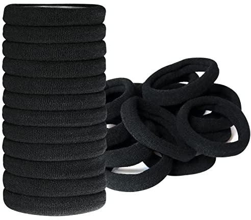 Hanyousheng Haargummi, 50 Stück Haargummis Schwarz, Dickes Baumwolle Haargummi, Weich Elastische Haar Bobbles Nahtlose Haarbänder, Dehnbares Pferdeschwanz Halter für Für Mädchen Mann Frauen