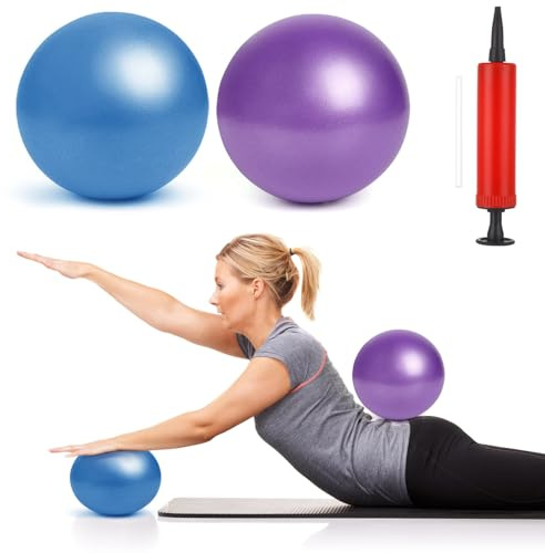 Auidy_6TXD 2 Stück Gymnastikball Klein,25cm Pilates Ball Übung Ball,Soft Rutschfester Gymnastikball mit Aufblasvorrichtung für Yoga, Pilates, Balance, Physiotherapie