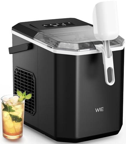 WIE Eiswürfelmaschine Kleine Eiswürfelbereiter mit Schaufel 1,3 Liter Wassertank 9 Würfel in 6 Minuten Eiswürfelmaschinen Selbstreinigende Ice Maker Leiser für Küche Büro Bar Party