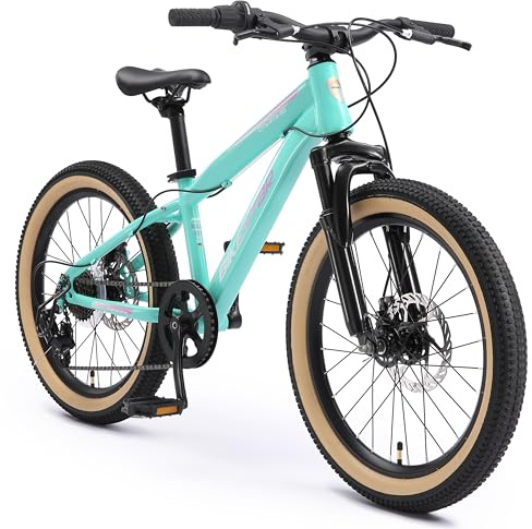 BIKESTAR Kinder Fahrrad Mountainbike 7 Gang Shimano, Scheibenbremse ab 6 Jahre | 20 Zoll Kinderrad MTB | Mint