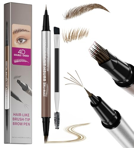Erinde 2-in-1 Dual-Ended Microblading Augenbrauenstift, 4D Eyebrow Pencil mit 2 Spitzen, Wasserfest & Wischfest, Langanhaltende Farbe, Leichtes Auffüllen, Natürlich haarähnliche Brauen #01