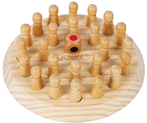 TOWO Holz-Memory-Spiel, Gedächtnisspiel für Familie und Kinder | Mit 24 Figuren und 1 Würfel; Holz-Brettspiel für die ganze Familie, fördert Konzentration und Montessori-Lernen.