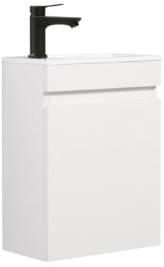 Kometmöbel Gäste-WC Waschtisch Set 40 cm Vormontiert Klein Waschbecken mit Unterschrank (Hochglanz Weiß 40cm, Ohne Wasserhahn)