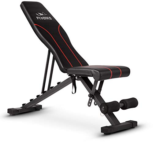 FLYBIRD Verstellbare Hantelbank, vielseitige Trainingsbank mit 300 kg Belastbarkeit, geeignet für Ganzkörpertraining, multifunktional/faltbar/neigbar/kippbar