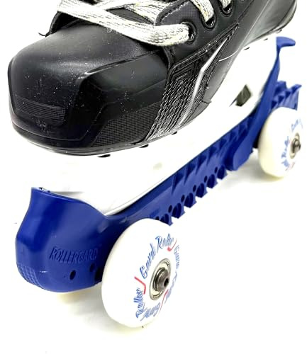 RollerGard Kufenschoner mit Rollen - Kufenschoner für Eishockey- & Schlittschuhe I Eishockeyschlittschuh-Schutz I Kufenzubehör I Blau - One Size
