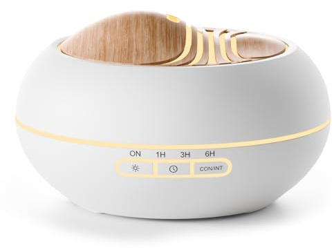 SALKING Aroma Diffuser für Ätherische Öle - 400ml Aromatherapie Raumduft Ultraschall Diffusor Weiß Holzmaserung Duftöldiffusoren Duftlampe Elektrisch Duftdiffusor RGB für Zuhause Büro Yoga Schlafen