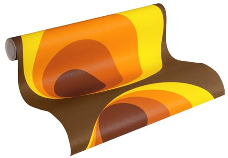 A.S. Création Retro Tapete 70er Jahre 701312 - Vliestapete mit Retro Design in orange, braun, gelb - Retrotapete auf 10,05m x 0,53m - Made in Germany