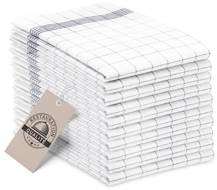 ZOLLNER 10er Set Geschirrtücher Baumwolle in 50x70 cm - super saugstarke und langlebige Küchentücher - waschbar bis 95°C – in grau weiß kariert - Gastronomiequalität - Oeko Tex® Zertifiziert