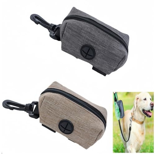 Granmagazz 2 Stück Hundekotbeutelhalter – tragbarer Spender für Kotbeutel mit Karabiner, ideal für Spaziergänge, robust und praktisch, enthält auch Schlüsselanhänger, Leckereien für Hunde (2 Farben)