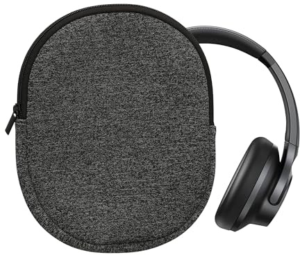 kwmobile Neopren Kopfhörer Tasche für Headset/Overear Headphone - Kopfhörer Case - Hülle Reise Beutel für Headset Headphones - Weiche Over Ear Schutzhülle Anthrazit Weiß