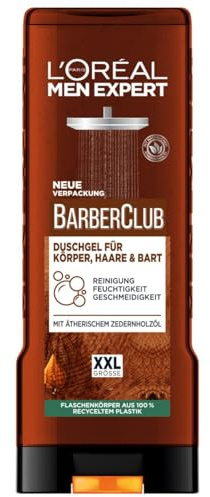 L'Oréal Men Expert XXL Duschgel und Shampoo für Männer, Duschbad zur Reinigung von Körper, Haar, Gesicht und Bart, Herren Körperpflege mit holzigem Duft und Zedernholzöl, Barber Club, 1 x 400 ml