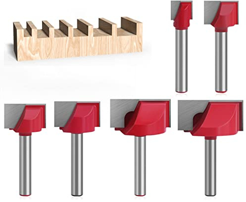 BIGP 6 Stück 6 mm Schaft Bodenreinigung Fräser Set, Fräser Schaftfräser Holzbearbeitungswerkzeug Bit 10/16/20/22/30/32mm