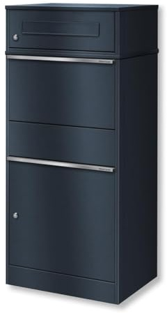 Metzler Briefkasten und Paketbox, Postbox rostfrei und massiv, Paketbriefkasten XXL, Standbriefkasten modern, RAL7016 Anthrazitgrau matt, mit Zylinderschloss, Modell Bispo