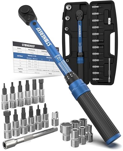 21-teiliges Drehmomentschlüssel-Set 1/4 Zoll – 1–25 Nm – einrastender Torque Wrench für Fahrrad, Bike, MTB & E-Bike – Ratschen-Set inkl. Bits – präziser Drehmoment-Schlüssel Reparatur & Wartung