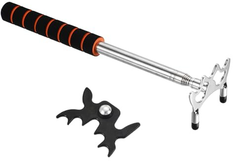 PATIKIL Einziehbarer Billard-Queue-Stick-Brücke, Eva Pool-Queue-Zubehör mit abnehmbarem Metall-Niedrigbrückenkopf für Pooltisch-Wettbewerb, Silber/Schwarz