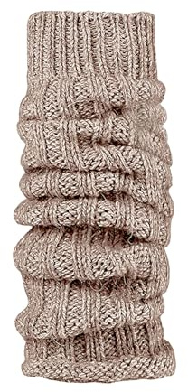 HomeOfSocks Alpaka Grobstrick Beinstulpen Damen One Size Taupe elastischer Bund