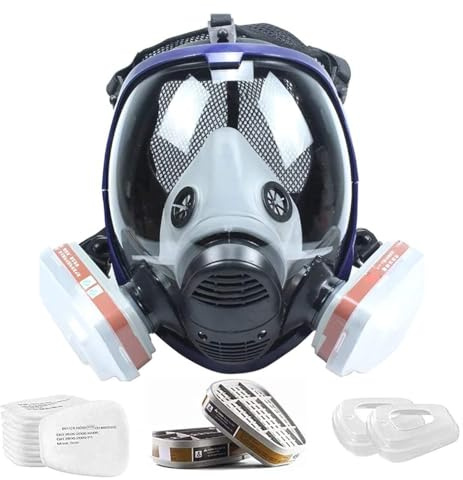 Aoglenic Vollgesichts Atemschutzmaske Wiederverwendbare mit Filter zum Schutz gegen Dämpfe & Partikel Gasmaske Funktion Maske Staubschutzmaske für Farben, Lacke, Schreinerarbeiten, Landwirtschaft