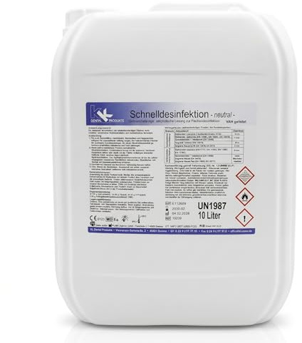 KK Schnelldesinfektion Duft Neutral – Hochwirksames Desinfektionsmittel 10 Liter für Flächen & Oberflächen – Wirksam gegen Bakterien, Viren & Pilze – Ideal für Haushalt, Praxis & Gewerbe
