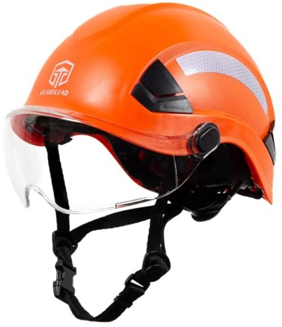 Bauhelm mit Visier und Belüftungslöcher, ANSI Z89.1 zugelassene bauhelme Erwachsene, EN397 und EN12492 Schutzhelm ABS Baustellenhelm für Damen und Herren