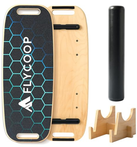 Flycoop Premium Balance Board für Erwachsene – Profi Wackelbrett mit Rolle für Gleichgewicht & Koordination, Core Training für Surf, Skate & Fitness, Rutschfest & Belastbar bis 200 kg