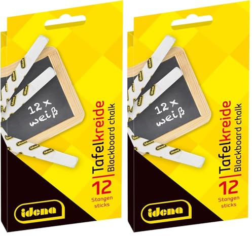 Idena 621721 - Tafelkreide in Faltschachtel, 12 Stangen, weiß (Packung mit 2)