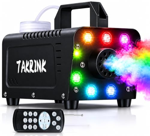 TAKRINK 900W Nebelmaschine Rauchmaschine Nebel Maschine 16 Farben RGB Lichteffekt Mini Nebelmaschine mit Fernbedienung für DJ Disco Party, Hochzeiten, Halloween und Bühnenshows(Standard)