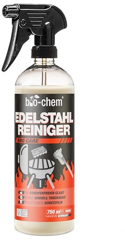 bio-chem Edelstahlreiniger - 750 ml - Pflegespray für Küche, Haushalt und Grill aus Edelstahl, Aluminium sowie Chrom - Edelstahlpflege für strahlenden Glanz