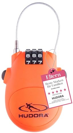 HUDORA Kabelschloss - Handliches Kabel-Schloss mit 3-stelligem Zahlencode - Zahlenschloss für Scooter, Taschen & Helme - Schloss mit Kabel-Länge von 80 cm - Rollerschloss aus stabilem ABS-Gehäuse