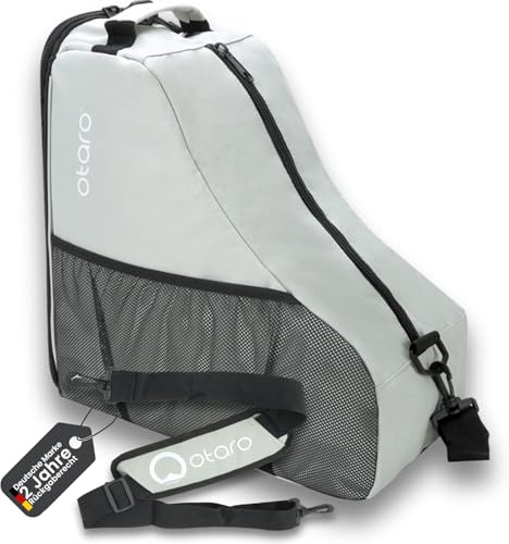 Otaro Schlittschuhtasche (hellgrau) – Wasserabweisende & robuste Schlittschuh Tasche | Für Kinder & Erwachsene, Inliner Tasche, für Eiskunstlauf- und Eishockey-Zubehör geeignet