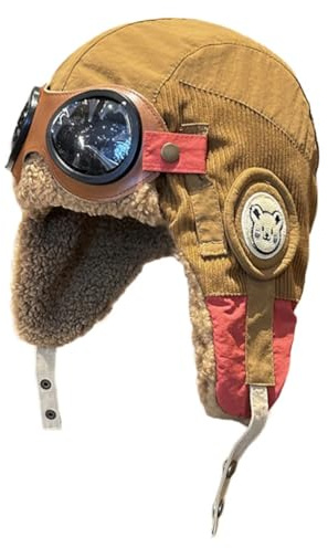 Hrlace Fliegermütze mit Brille Unisex Wintermütze mit-Ohrenschützern Herbst Winter Warme Mütze Niedlich Flieger-Mütze Outdoor Pilotenmütze für Kinder Frauen und Männer