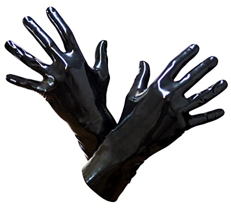 TOYLIE Nahtlose Latexhandschuhe Schwarz – 0,5-0,7mm, Ergonomisch, Made in Germany, M