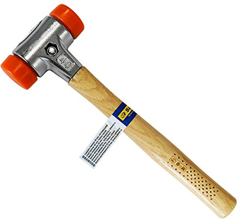 S&R Schonhammer, Kunststoffhammer, PU-Kopf, hochwertiger Hickory Hartholz Holzstiel, robustes Stahlgussgehäuse, 30 mm Hammerkopf, ideal für Handwerk, Mechanikerarbeiten, Montage