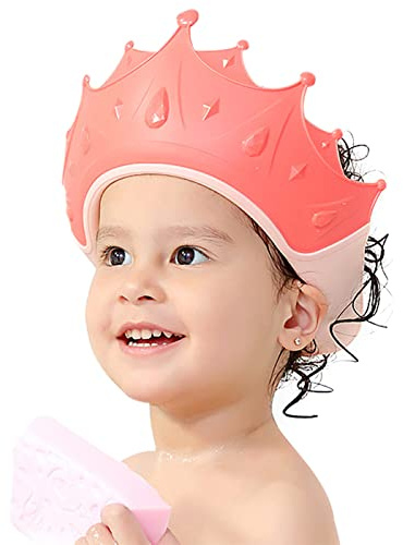 FUNUPUP Duschhaube Kinder Baby Verstellbare Kinderschutz Schild, Krone-Rosa
